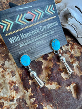 Load image into Gallery viewer, Squash Blossom Turquoise Stud Earrings
