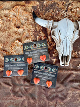 Load image into Gallery viewer, 12MM Orange Spiny Oyster Heart Stud Earrings
