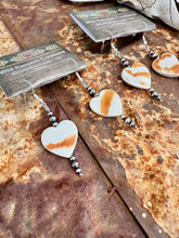 Load image into Gallery viewer, Tiger Nautilus Heart Earrings With Navajo Pearls
