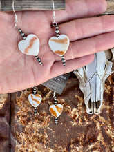 Load image into Gallery viewer, Tiger Nautilus Heart Earrings With Navajo Pearls
