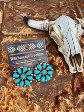 Load image into Gallery viewer, Classic Large Turquoise Cluster Stud Earrings
