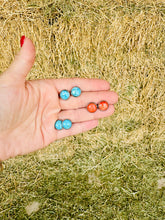 Load image into Gallery viewer, Genuine Kingman Turquoise Studs Or Orange Spiny Oyster Stud Earrings

