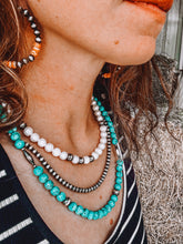 Load image into Gallery viewer, 6MM Navajo Pearl Hoop Earrings With Orange Spiny Oyster
