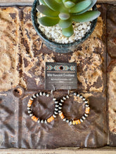 Load image into Gallery viewer, 6MM Navajo Pearl Hoop Earrings With Orange Spiny Oyster
