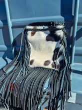 Load image into Gallery viewer, Classic Black &amp; White Cowhide Crossbody Purse
