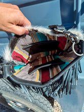 Load image into Gallery viewer, Classic Black &amp; White Cowhide Crossbody Purse
