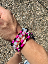 Load image into Gallery viewer, Pink Black N White Checkered Wrist Stacks
