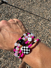 Load image into Gallery viewer, Pink Black N White Checkered Wrist Stacks
