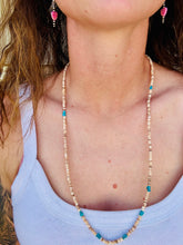 Load image into Gallery viewer, Mid Length Turquoise Necklace With Oyster Shell
