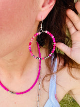 Load image into Gallery viewer, Navajo Pearl &amp; Pink Jade Hoops
