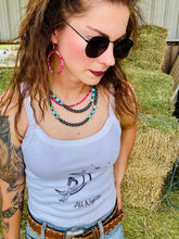 Load image into Gallery viewer, Extra Long Hematite And Genuine Turquoise Necklace
