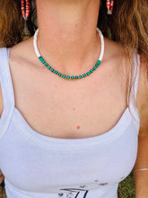 Load image into Gallery viewer, Green Turquoise Choker With Navajo Pearls
