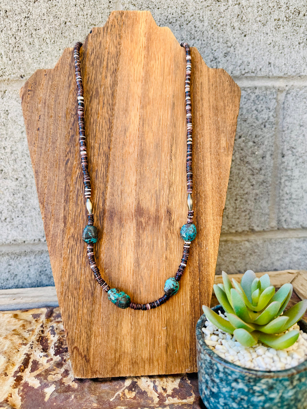 Oyster Necklace With Large Turquoise Nuggets