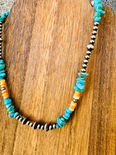 Load image into Gallery viewer, Navajo Pearl Choker With Vibrant Turquoise &amp; Orange Spiny Oyster
