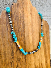 Load image into Gallery viewer, Navajo Pearl Choker With Vibrant Turquoise &amp; Orange Spiny Oyster

