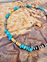 Load image into Gallery viewer, Navajo Pearl Choker With Vibrant Turquoise &amp; Orange Spiny Oyster
