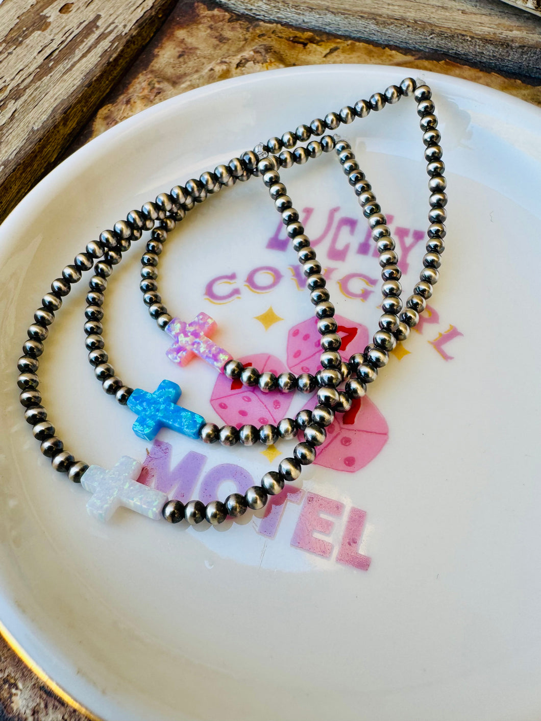 Navajo Pearl Bracelet With Opal Cross