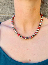 Load image into Gallery viewer, 8MM Navajo Pearl Necklace With Spiny Oyster &amp; Turquoise
