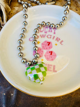 Load image into Gallery viewer, Checkered Heart Ball &amp; Chain Necklace
