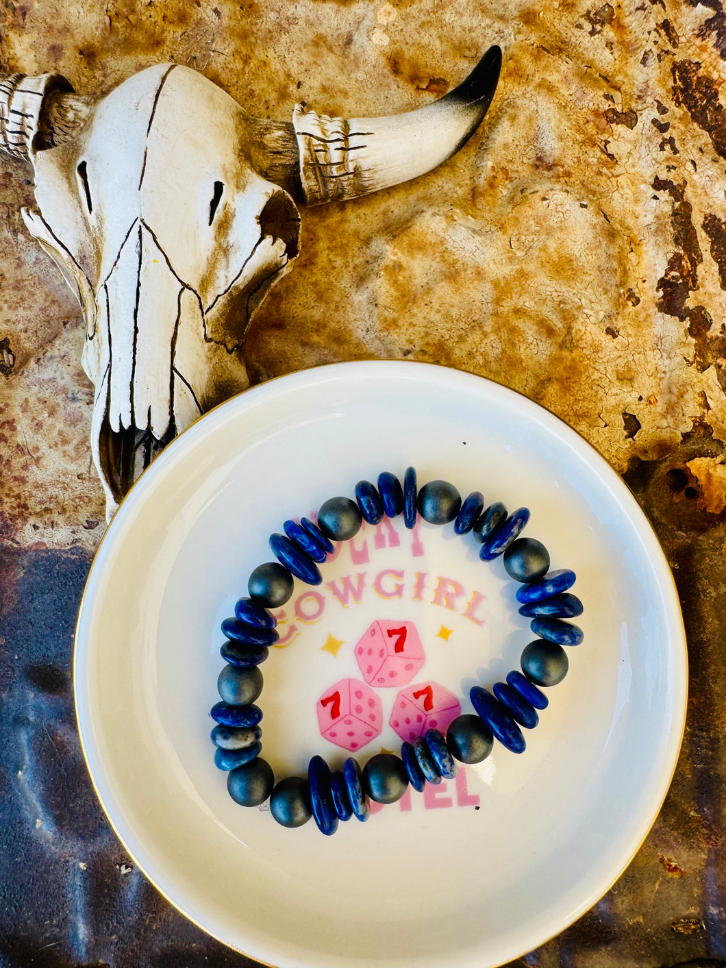 Blue Lapis Bracelet With Hematite