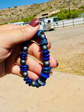 Load image into Gallery viewer, Blue Lapis Bracelet With Hematite
