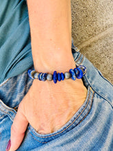 Load image into Gallery viewer, Blue Lapis Bracelet With Hematite
