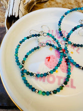 Load image into Gallery viewer, Chrysocolla Hoop Earrings With Navajo Pearls

