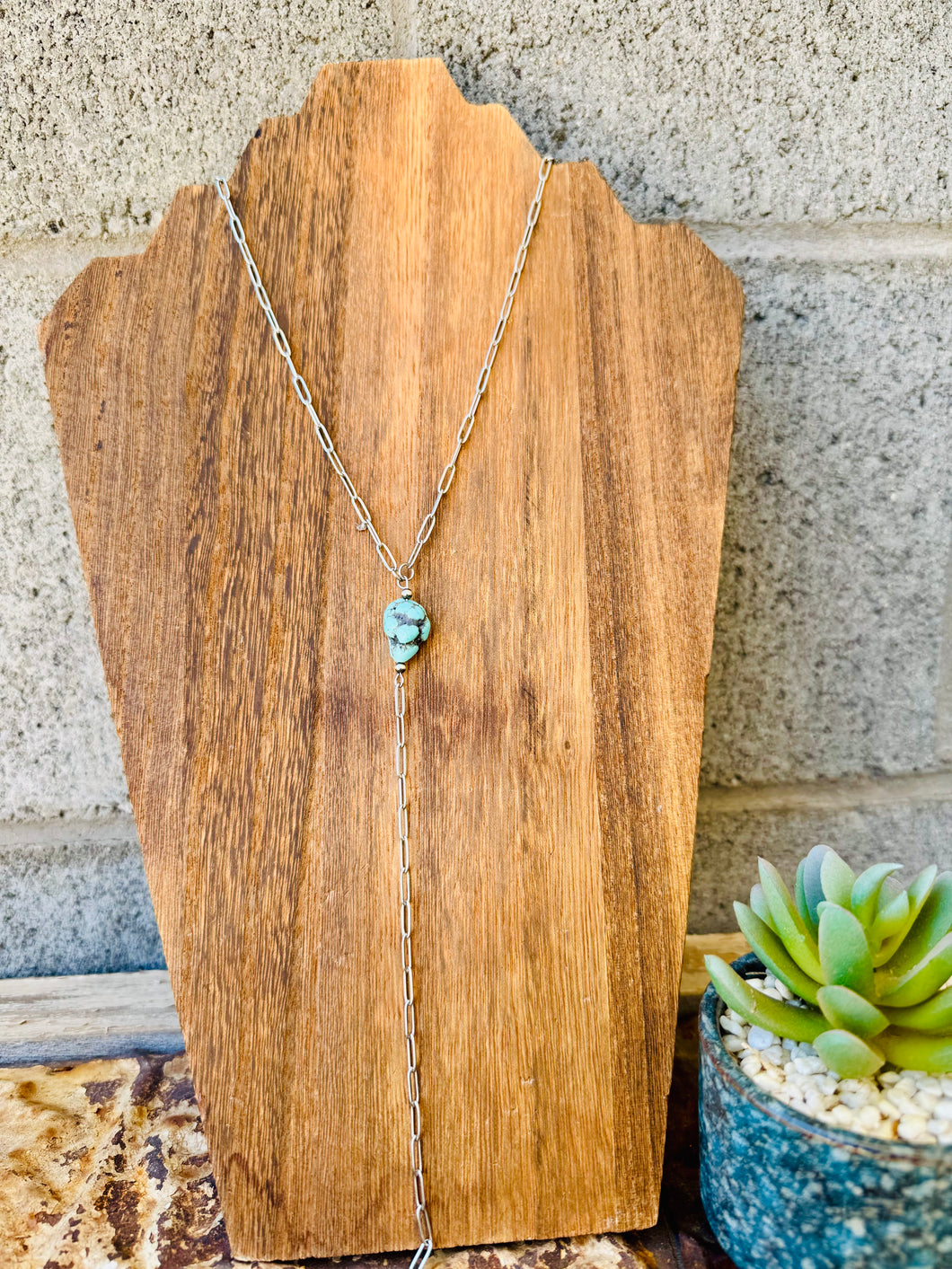 Turquoise Nugget Lariat Necklace
