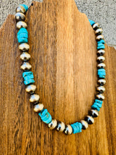 Load image into Gallery viewer, 10MM Navajo Pearls With 10MM Kingman Turquoise

