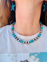 Load image into Gallery viewer, 10MM Navajo Pearls With 10MM Kingman Turquoise
