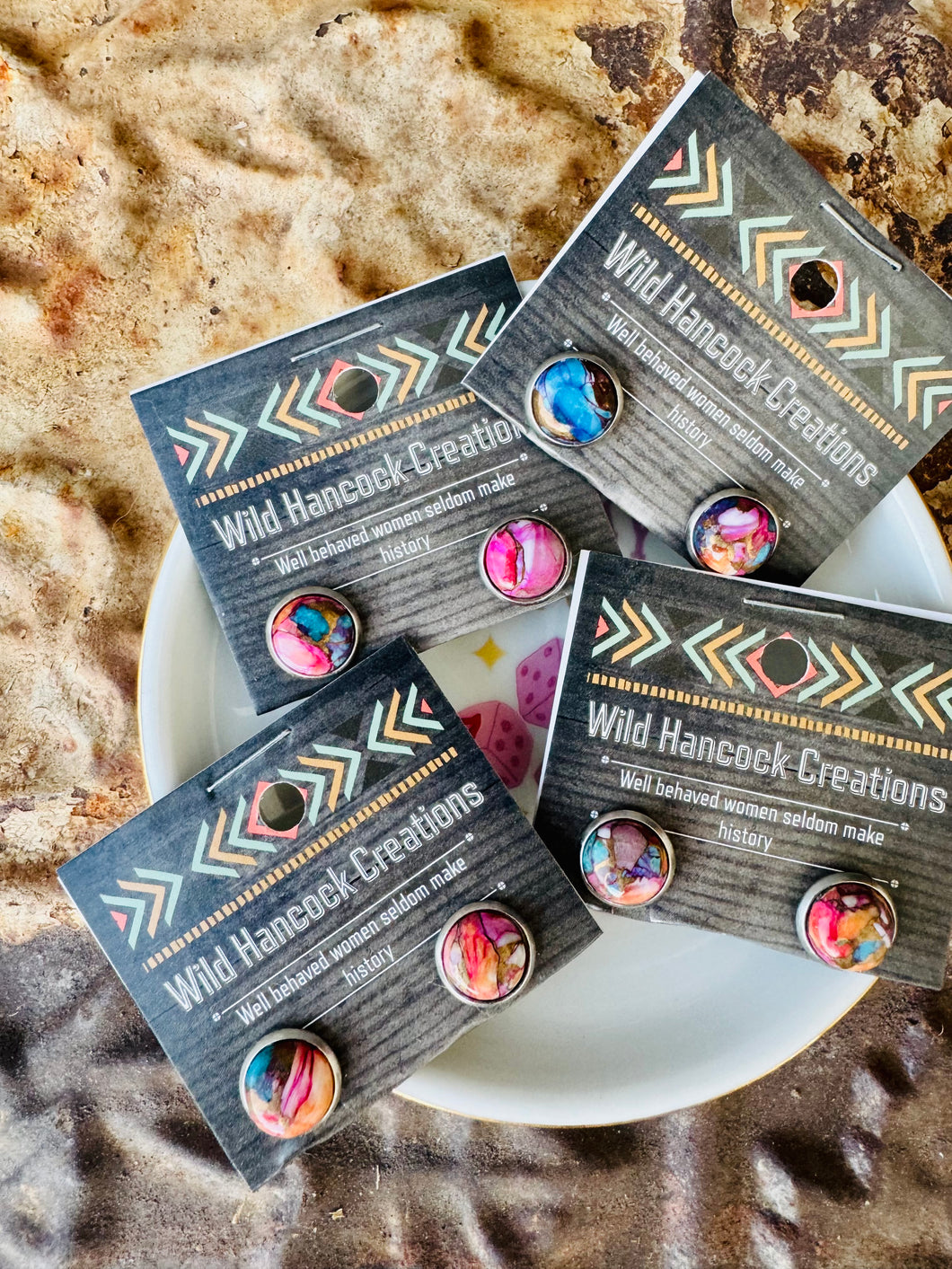 Bubble Gum Genuine Turquoise & Jade Stud Earrings