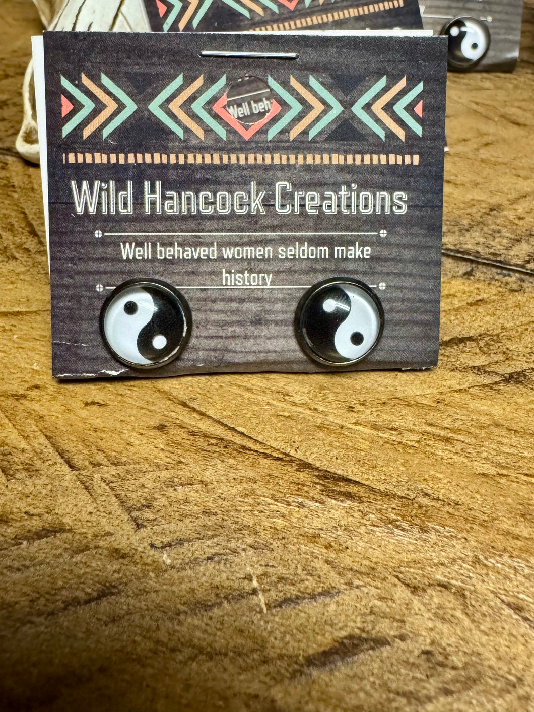 Ying Yang & Checkered Stud Earrings