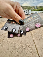 Load image into Gallery viewer, Ying Yang &amp; Checkered Stud Earrings
