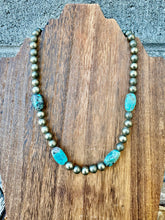 Load image into Gallery viewer, Pyrite And Turquoise Necklace
