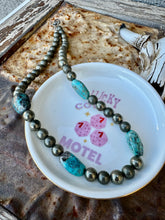 Load image into Gallery viewer, Pyrite And Turquoise Necklace
