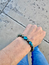 Load image into Gallery viewer, Pyrite Turquoise Bracelet

