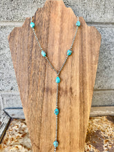 Load image into Gallery viewer, Navajo Pearl Lariat Necklace With Turquoise
