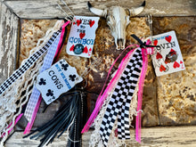 Load image into Gallery viewer, Cowgirl Card Key Chains- BUY ME MORE COWS/COWBOY LOVIN/YES TO THE COWBOY
