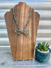 Load image into Gallery viewer, Navajo Pearl Bow Tie Necklace With Turquoise
