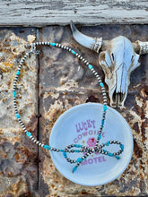Load image into Gallery viewer, Navajo Pearl Bow Tie Necklace With Turquoise
