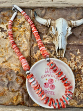 Load image into Gallery viewer, Gigantic Red Spiny Oyster Necklace With Turquoise
