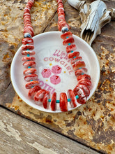 Load image into Gallery viewer, Gigantic Red Spiny Oyster Necklace With Turquoise
