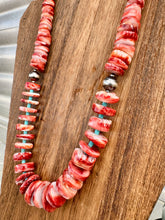 Load image into Gallery viewer, Gigantic Red Spiny Oyster Necklace With Turquoise
