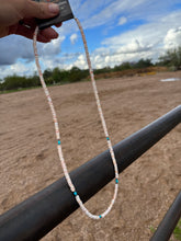 Load image into Gallery viewer, 4MM Shell Long Necklace With Turquoise
