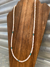Load image into Gallery viewer, 4MM Shell Long Necklace With Turquoise
