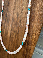 Load image into Gallery viewer, 4MM Shell Long Necklace With Turquoise
