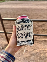 Load image into Gallery viewer, Cowhide Can Koozie- Blood Type: Rowdy, I Stare At My Bf's Butt, Bonified Cowpuncher

