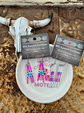 Load image into Gallery viewer, Seed Bead Pink Bar Earrings
