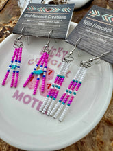Load image into Gallery viewer, Seed Bead Pink Bar Earrings
