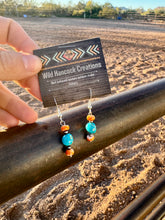 Load image into Gallery viewer, Sleeping Beauty Turquoise Earrings with Spiny Oyster
